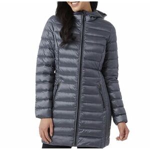Elegant Gray  Hooded Puffer Coat